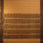  bordure palu sari coton soie broche tisse main brun sur beige inde